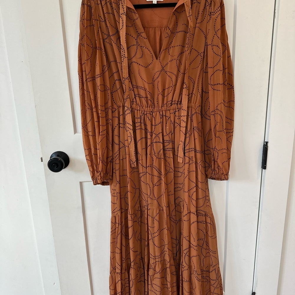 A.L.C. 100% Silk Heart Print Marlowe Long Sleeve Dress - Picture 3 of 10